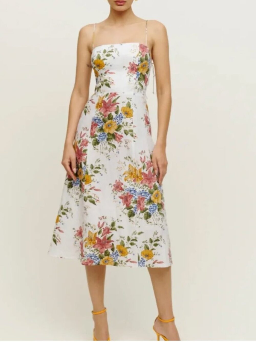 Reformation Christen Linen Dress Chantilly Floral Size 4